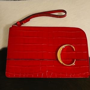 New Chloe red clutch wristlet purse bag